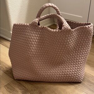 Elegant Pink Woven Tote Bag
